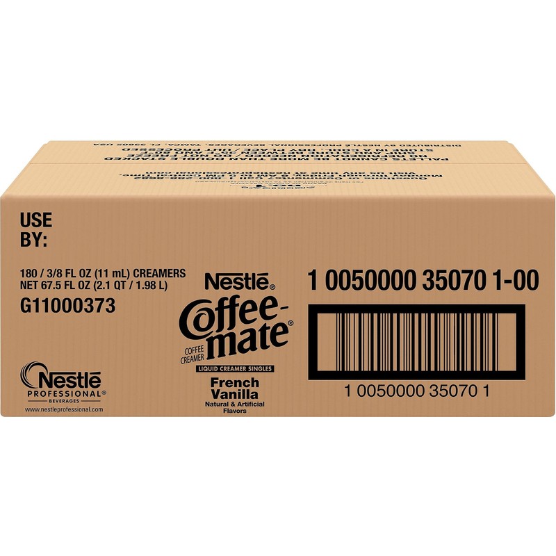 Coffee-mate 35070 Liquid Coffee Creamer, Mini Cups, French Vanilla, 180/Box