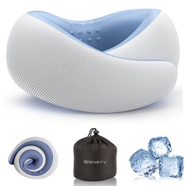 WENGTY Travel Neck Pillow, Memory Foam Travel Neck Pillow,Neck Support for Airplane Pillow, Smooth & Cooling Fabric Memory Foam neckpillow for Traveling,Compact & Comfortable for Long Flight