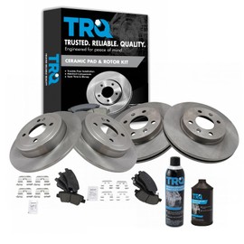 TRQ Front and Rear Brake Pad & Rotor Kit Brake Chemical Kit Brake Pads Brake Rotor Ceramic Compatible with 2012-2017 Hyundai Accent Kia Rio