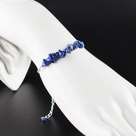 InfinityGemsArt Lapis Lazuli Bracelets for Women For Nuggets Bar Natural Birthstone Silver Plated Jewelry in 8” inch Chakra Healing Spiritual Crystals Gifts For Mom