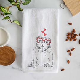 Inkopious Valentines Tank The English Bulldog Decorative Valentine's Day Hand Towel