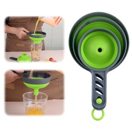 Juego de 3 embudos de cocina actualizados, pequeños y grandes, accesorios de cocina, embudos de silicona para llenar botellas de agua, transferencia de líquidos, grado alimenticio (B)