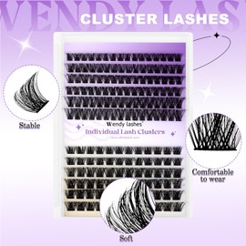 Cluster Lashes Individual Lash Extensions DIY Eyelashes C Curl Cluster Lash DIY Soft and Wispy Clusters Eyelashes Extensions Eyelash Clusters Extensions(Hybrid/Volume-0.07D, 12-16mm Mixed)