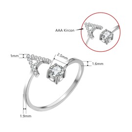 HSWYFCJY Silver Letter Ring for Women Open Adjustable Stainless Steel Initial Rings A-Z Alphabet Cubic Zirconia Ring Jewelry Gift (A)