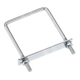 sourcing map Set of 2 M8 square U-bolts, square U-bolts, 3-1/2 inch (90 mm) with nut frame and fasteners, carbon steel