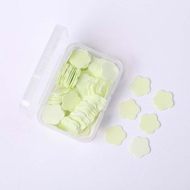 100Pcs Mini Portable Travel Soap Paper Sheets,Flower Shape Disposable Paper Soap Flakes, Cleaning Washing Hand Toiletry Paper Soap Sheets，Foot and Hand Care，Cleansers，Hand Wash (Green)