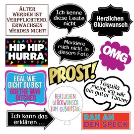 Funny Birthday Party Photo Box Props - Pack of 42 - For 18th, 30th, 40th, 50th, 60th, 70th, 80th & 90th Birthday - Party Accessories & Decoration