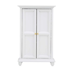 VBESTLIFE 1:12 Scale Door, Miniature Doll House Wardrobe White Wooden Double Door Household Closet