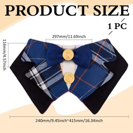 MAYJOYDIY Dog Formal Tuxedo Suit Cat Wedding Suit Pet Birthday Tux Outfit Adjustable Handcrafted Bandana Collar with Marine Blue Bow Tie for Small Medium Dogs Cats Pet Weding Attire Dress Up Cosplay