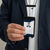 ID Card Holder with Retractable Strap 1 Set Black Transparent