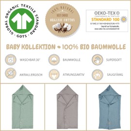 sei Design Organic Bath Poncho with Hood, 75 x 100 cm, 4-Ply Muslin, 100% Organic Cotton, Organic Hooded Bath Towel