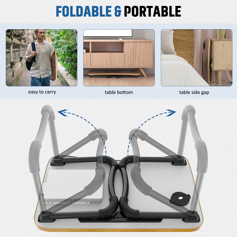 Zapuno Foldable Laptop Bed Table Multi-Function Lap Bed Tray Table