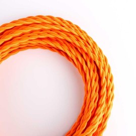 Italian Orange Coloured 2 Core Twisted Cable 10 Meter Vintage UK Electrical Lamp Cord Fabric Covered Wire Antique Braided 0.75 mm Electrical Cable Flexible Wire for Lighting Other Appliances
