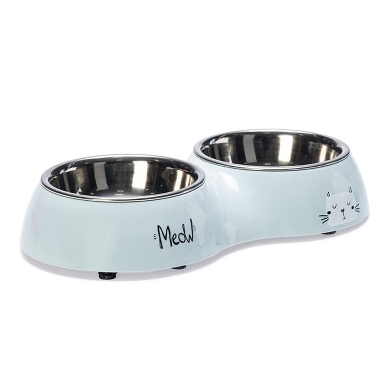 Karlie Rana Cat Bowl Dinner Set 2 Light Blue 522654