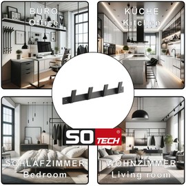 SOTECH Blackline ALBUS Coat Rack 345 mm with 4 Hooks Black Powder Coated