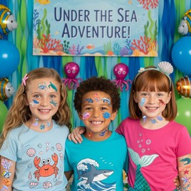 Ocean Temporary Tattoos - 60Pcs Ocean Party Decorations Birthday Party Favors Supplies Gifts For Kids Under The Sea Party Decorations Accessories Suitable For All Of Ages Boys Girls Kids Youth Adult