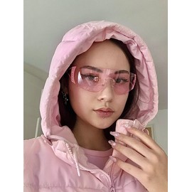 YAMEIZE Trendy Rimless Y2K Wraparound Sunglasses - for Women Men Stylish Frameless Oversized Wrap Around Glasses Cycling Sport Shopping Outdoor