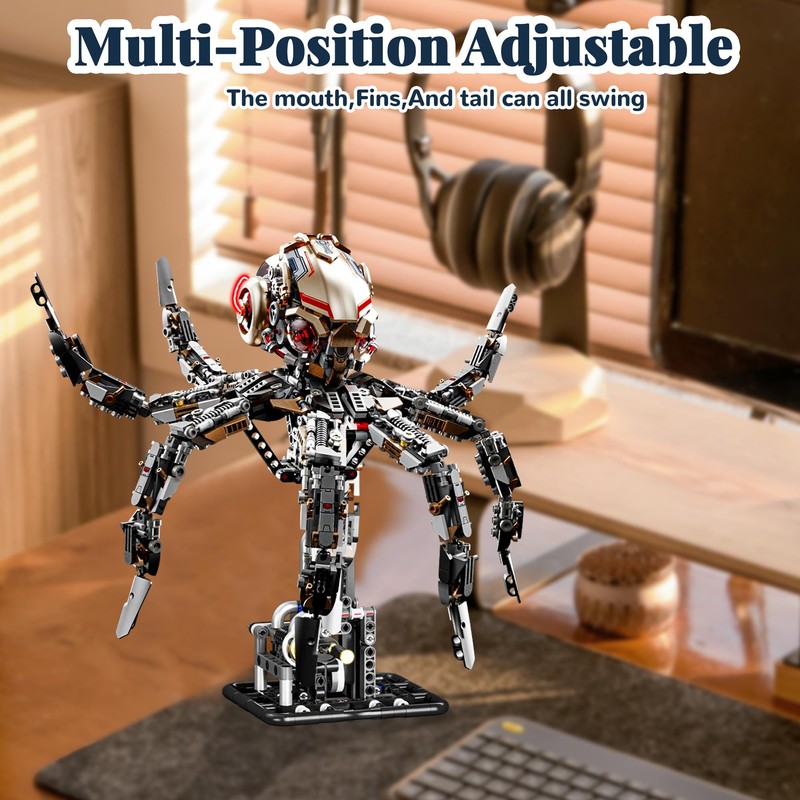 honchoes Mechanical Octopus Building Set, Sea Animal Collection with Light
