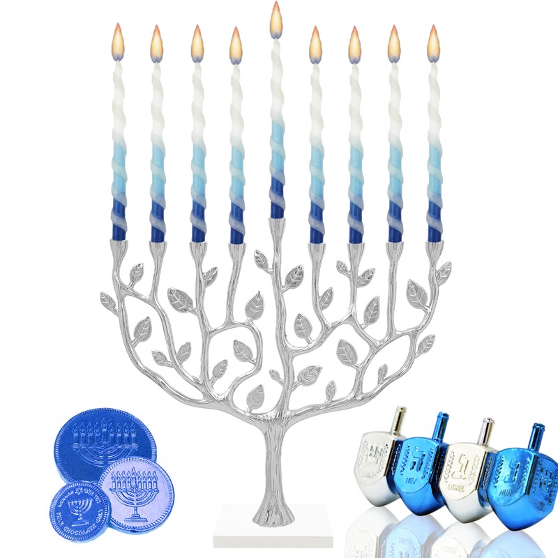 The Dreidel Company Deluxe Twisted Spiral 45 Blue & White