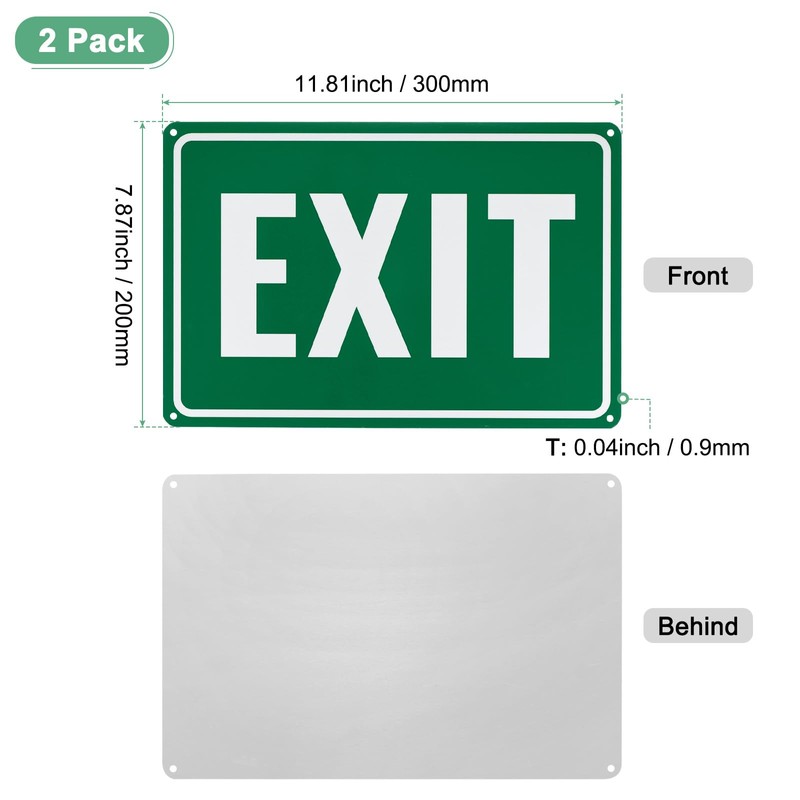 M METERXITY 2-Pack Exit Sign 12x8 Inch Aluminum Reflective Enter
