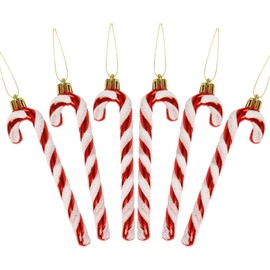 DERAYEE Zuckerstange für Weihnachten, rot und weiß, festliche Dekoration für Weihnachtsbäume, 6-teilig, Candy Cane Deko für Baum und Haus, Zuckerstange, Weihnachtsdeko