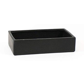 WGV Rectangle Block Ceramic Vase 12" x 7" x 3"H Black Low Plate Planter Terrarium Floral Centerpiece for Wedding Event Home Decor 1 Piece