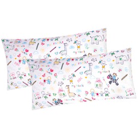 Set of 2 Cushion Covers in 40 x 80 cm Renforcé 100% Cotton - Family and Animals Painted - Pillow Cover, Cushion Cover, Decorative Cushion Cover, Children (EW-My-Family-40 x 80)