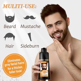 Champ Tinte Para Barba Y Cabello Para Hombre - Castao Oscuro  Color Instantneo En 10 Minutos Para Barba, Bigote Y Cabello  Cobertura Duradera De...   