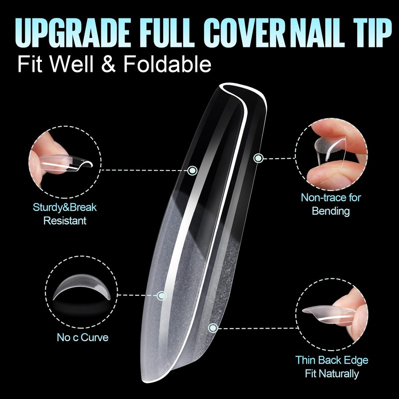 TOMICCA Nail Tips and Glue Gel Kit Gel Nail X