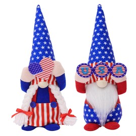 4th of July Gnomes Decorations,2 Pcs Patriotic Plush Gnome Decor for Home Party Office Table Memorial Day Independence Day,Memorial Day,USA,American Red White Blue