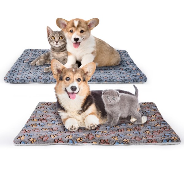 MICOOYO 2Pcs Dog Crate Bed Mattress, Fleece Pet Cushion Bed