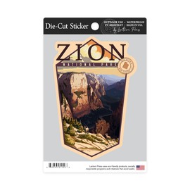Die Cut Sticker Zion National Park, Utah, Zion Canyon Sunset, Contour Vinyl Sticker 3 to 6 inches, (Waterproof Decal for Cars, Water Bottles, Laptops, Coolers), Large