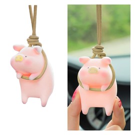 Swinging Pig Car Hanging Ornament, Swing Lucky Piggy Pendant Car Interior Rear View Mirror Charm Accessories, Super Cute Pig Decoration Universal for Car, Office, Home