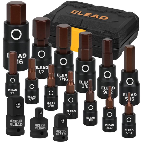 16-Piece SAE Hex Bit Impact Socket Set - Premium S2