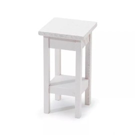 Darice White Side Table,  2.25" High Dollhouse Stand, Miniature Dollhouse Furniture