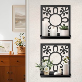 Sokurdeg Candle Wall Sconce, Retro Wall Hanging, Farmhouse Wall Art for Living Room Bedroom Bathroom (2 Pack 11.8 x 13 in)