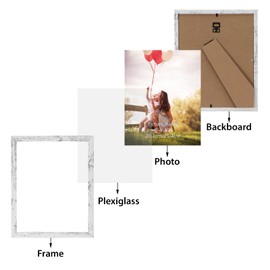 HORLIMER 8x10 Picture Frame Set of 15, Rustic White Photo Frames 8 by 10 Photo for Wall or Tabletop
