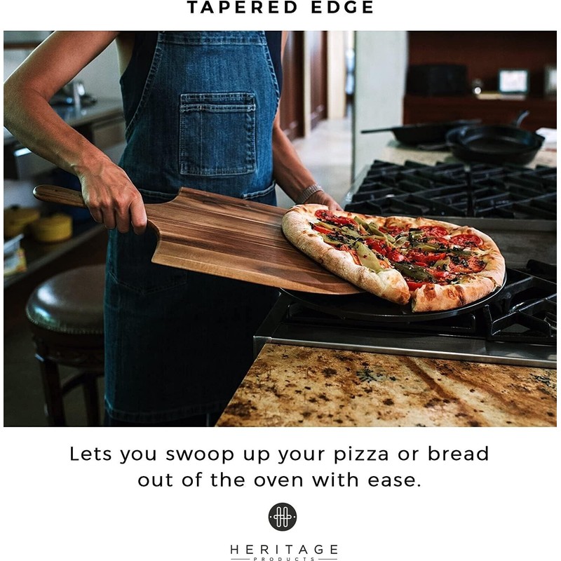 Heritage Acacia 22x14 Inch Wooden Pizza Peel, Cutting, Paddle Board