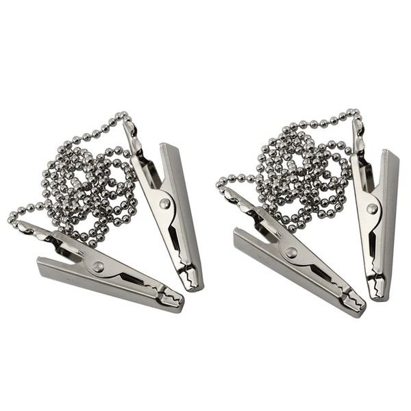 ZYAMY 2pcs Dental Bib Clips Metal Napkin Clip Chain Keep