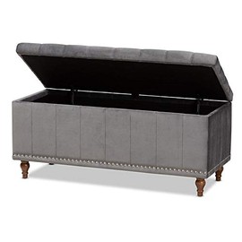 Baxton Studio Kaylee Grey Velvet Upholstered Storage Ottoman Bench