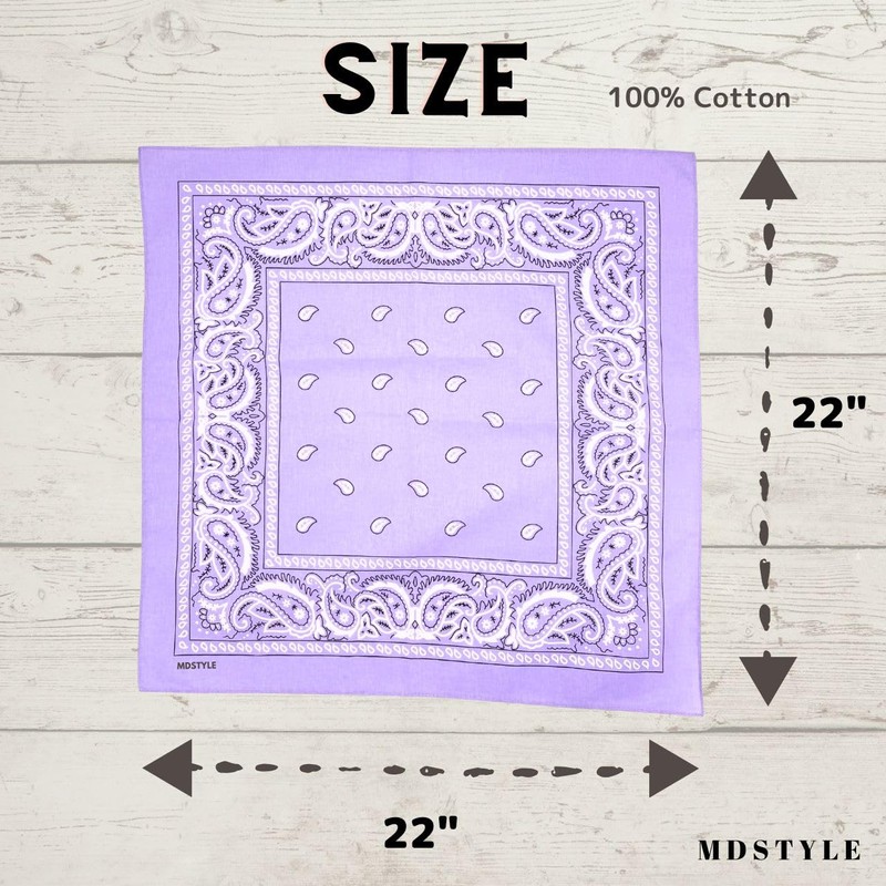MDSTYLE 100% Cotton Bandana for Men & Women 22" x