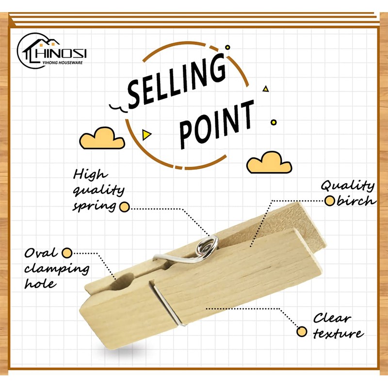 30pcs Large Wooden Clothespins, Sturdy and Heavy Duty Clothes Pins