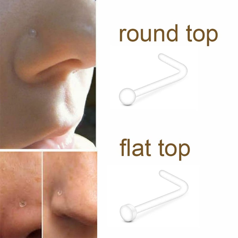 MODRSA Clear Nose Studs Clear Nose Rings For Work Plastic