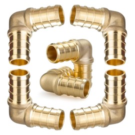100 Pack 1/2" PEX 90 Degree Elbow Fittings, Lead-Free Brass Crimp Connectors NSF/UPC, for Plumbing Repairs