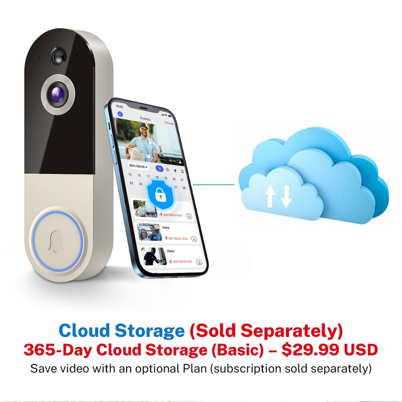 NexoSora 1080p Wireless Doorbell Camera with Receiver, AI Human Detection,