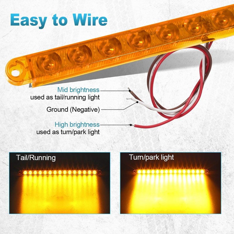 Partsam 2Pcs 12" Amber LED Turn Signal Light Bar -