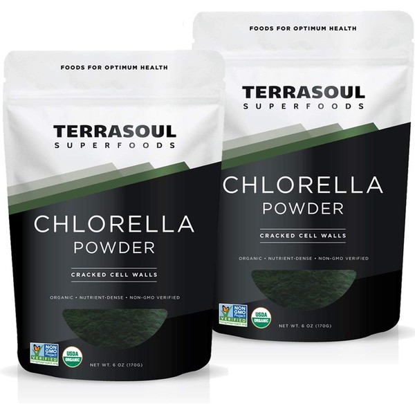 Terrasoul Superfoods Organic Chlorella Powder (Cracked Cell Walls) - 12 Oz (2 Pack)