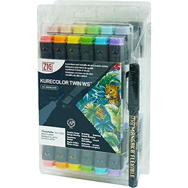 Zig KC3000N24VB Kurecolor Twin Ws Graphic Marker Set - Set of 24, Twin Tip