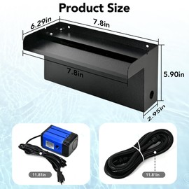 Pond Waterfall Spillway Kit with 750GPH Pump -8” Stainless Steel Waterfall Box, 50W Submersible Pump, Extended Bellows, All-in-One Solution