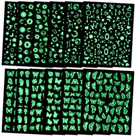 DANNEASY 12 Sheets Fluorescence Nail Art Stickers Holographic Butterfly Nail Decals Star Moon Constellation Nail Design Stickers Self-Adhesive Nail Stickers for Nail Art Accessories